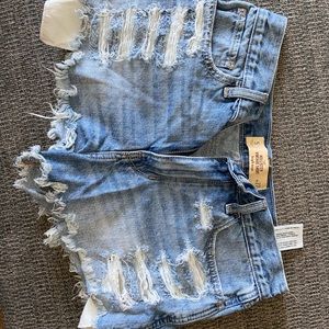 High waist ripped shorts